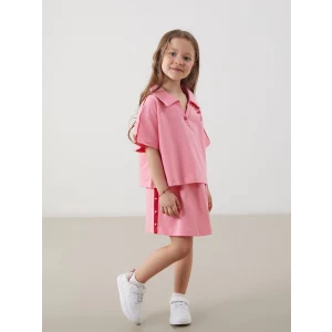 LCW Kids Pembe Polo Yaka Kız Çocuk Tişört ve Etek 2li