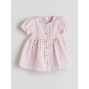 LCW baby Pembe Çizgili Kız Bebek Gabardin Elbise