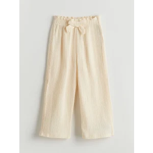 LCW Kids Bej Kurdele Detaylı Kız Çocuk Muslin Pantolon