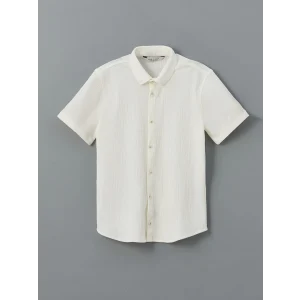 LCW Vision Ekru Kısa Kollu Dokulu Erkek Çocuk Gömlek