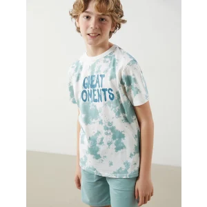 LCW Kids Ekru Bisiklet Yaka Erkek Çocuk Tişört ve Şort