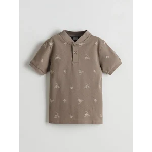 LCW Kids Kahverengi Hakim Yaka Erkek Çocuk Tişört