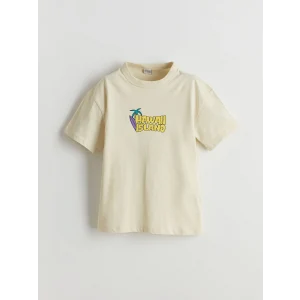 LCW Kids Bej Bisiklet Yaka Erkek Çocuk Tişört