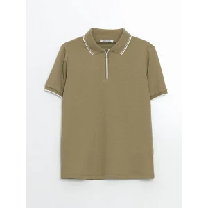 LCW Vision Haki Polo Yaka Dokulu Erkek Çocuk Tişört