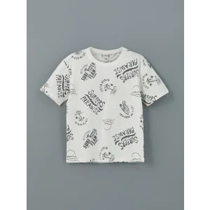 LCW Kids Gri Bisiklet Yaka Erkek Çocuk Tişört