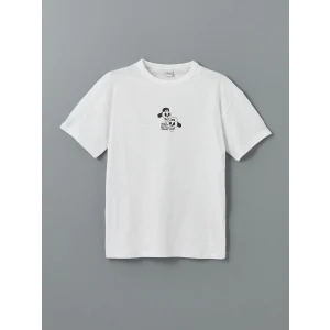 LCW Kids Beyaz Bisiklet Yaka Erkek Çocuk Tişört