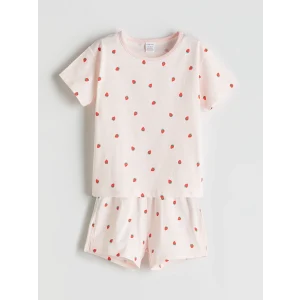 LCW baby Pembe Çilek Baskılı Kız Bebek Tişört ve Şort 2li