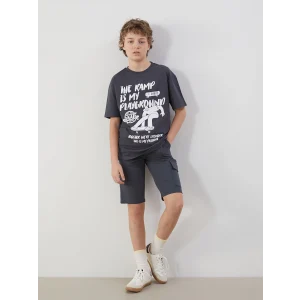 LCW Kids Antrasit Beli Lastikli Erkek Çocuk Kargo Şort