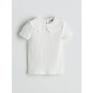 LCW Kids Ekru Bebe Yaka Kız Çocuk Tişört