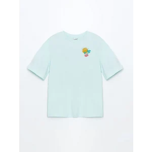 LCW Kids Turkuaz Bisiklet Yaka Kız Çocuk Tişört