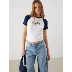 XSIDE Ekru Bisiklet Yaka Atlanta Baskılı Kadın Body