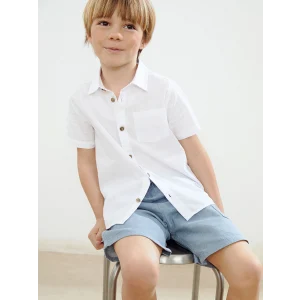 LCW Kids Beyaz Basic Cepli Erkek Çocuk Poplin Gömlek