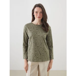 LCW Grace Haki Bisiklet Yaka Çiçekli Kadın Bluz