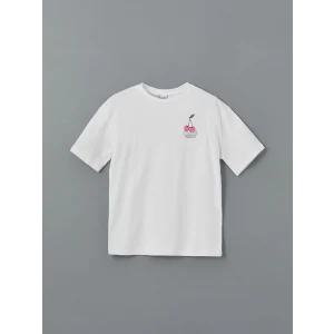 LCW Kids Beyaz Bisiklet Yaka Kız Çocuk Tişört