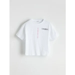 LCW Kids Beyaz Bisiklet Yaka Kız Çocuk Crop Tişört