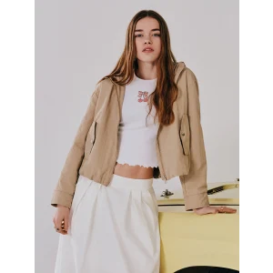 XSIDE Beyaz Bisiklet Yaka Nakışlı Kadın Crop