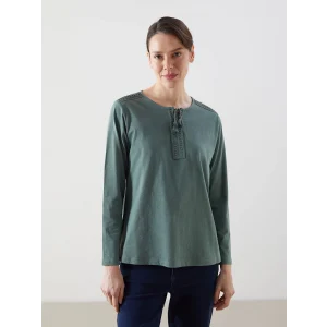 LCW Grace Yeşil Bağlamalı Yaka Nakışlı Kadın Bluz