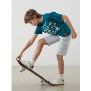 LCW Kids Gri Beli Lastikli Erkek Çocuk Kargo Şort