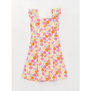 LCW Kids Karişik Kare Yaka Desenli Kız Çocuk Elbise