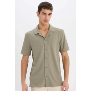 Defacto E1211 Haki Regular Fit Polo Yaka Yazlık Kısa Kollu Gömlek