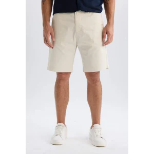 Defacto C7684 Ekru %100 Pamuk Regular Fit Gabardin Bermuda Şort
