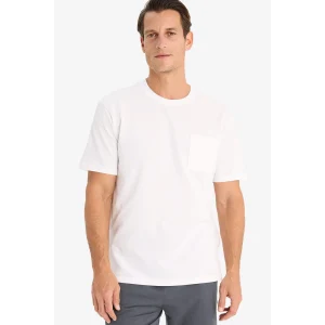 Defacto D7931 Beyaz New Regular Fit Bisiklet Yaka Kısa Kollu Pamuklu Basic Düz Pike Tişört