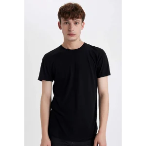 Defacto N2104 Siyah Long Muscle Fit Bisiklet Yaka Basic Düz Kısa Kollu Siyah Tişört