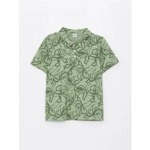 LCW Kids Yeşil Polo Yaka Baskılı Kısa Kollu Erkek Çocuk Tişört