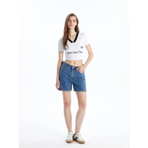 LCW Jeans Indigo Bermuda Fit Kadın Jean Şort
