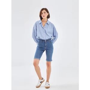 LCW Jeans Indigo Normal Bel Bermuda Fit Kadın Jean Şort