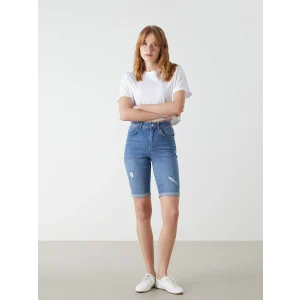 LCW Jeans Indigo Bermuda Fit Kadın Jean Şort