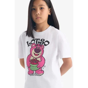 Defacto E6557 Beyaz Kız Çocuk Toy Story Relax Fit Bisiklet Yaka Kısa Kollu Tişört