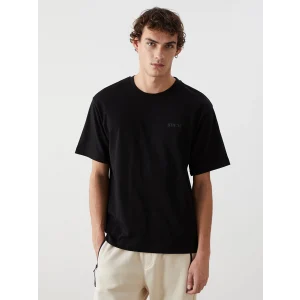 XSIDE Siyah Bisiklet Yaka Kısa Kollu Baskılı Penye Erkek Tişört