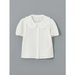 LCW Kids Beyaz Bebe Yaka Kısa Kollu Basic Kız Çocuk Gömlek