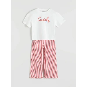 LCW Kids Ekru Bisiklet Yaka Kız Çocuk Tişört ve Pantolon