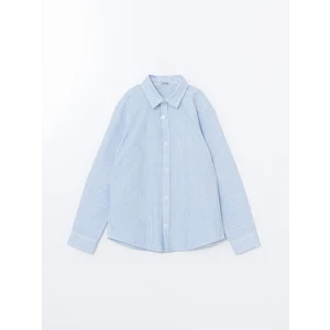 LCW Kids Mavi Uzun Kollu Çizgili Erkek Çocuk Gömlek