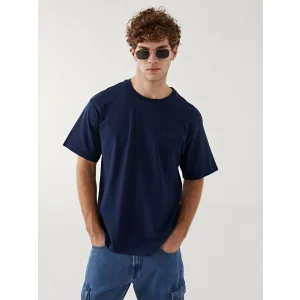 XSIDE Lacivert Bisiklet Yaka Kısa Kollu Baskılı Penye Erkek Tişört