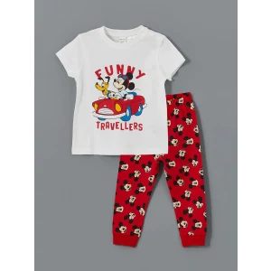 LCW baby Beyaz Mickey Mouse Baskılı Erkek Bebek Takım