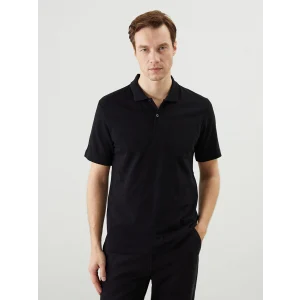LCWAIKIKI Classic Siyah Polo Yaka Kısa Kollu Pike Erkek Tişört