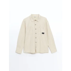 LCW Kids Bej Uzun Kollu Keten Karışımlı Erkek Çocuk Gömlek