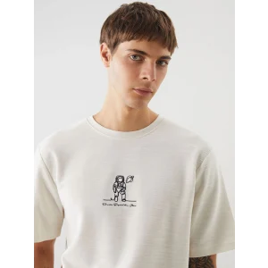 XSIDE Bej Bisiklet Yaka Kısa Kollu Baskılı Erkek Tişört