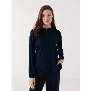 LCW Grace Lacivert Bağlamalı Yaka Kadın Bluz