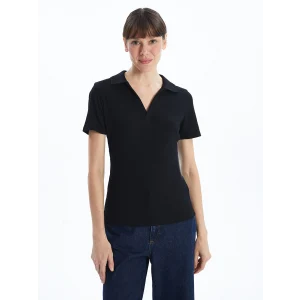 LCWAIKIKI Classic Siyah Polo Yaka Kadın Tişört