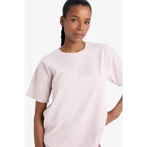 Defacto E3494 Mor 	DeFactoFit Comfort Fit Bisiklet Yaka Basic Düz Sporcu Kısa Kollu Tişört