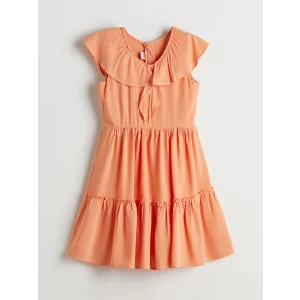 LCW Kids Mercan V Yaka Kız Çocuk Elbise