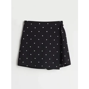 LCW Kids Siyah Beli Lastikli Puantiyeli Kız Çocuk Şort Etek