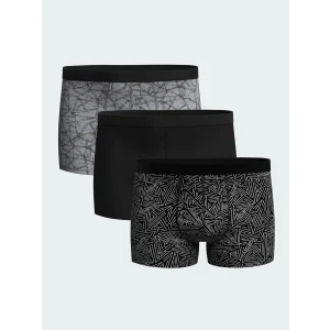 LC WAIKIKI Siyah Standart Kalıp Pamuklu Esnek Erkek Boxer 3lü