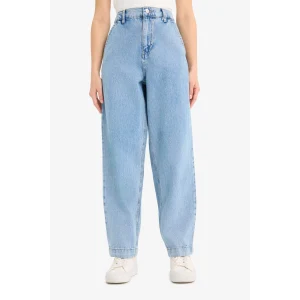 Defacto E1686 İndigo Carrot Fit  Beli Lastikli Bilek Boy Jean Yıkamalı Pantolon