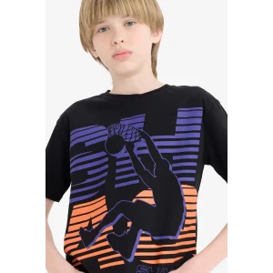 Defacto D9553 Siyah Erkek Çocuk Shaquille ONeal Bisiklet Yaka Kısa Kollu Tişört