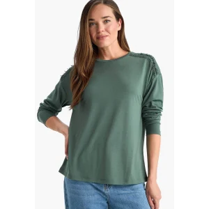 Defacto E9905 Haki Regular Fit Bisiklet Yaka Basic Düz Uzun Kollu Tişört